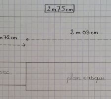 Meuble de salle de bain - Vue de dessus (porte à droite, fenêtre à gauche)