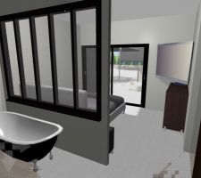 Premières esquisses avec l'appli HOME DESIGN 3D : Chambre parentale avec partie SDB