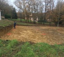 Réalisation du terrassement pour les fondations.
