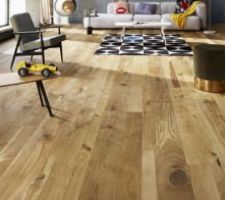 Parquet de la pièce de vie, en pose à la française