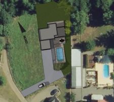 Voici une vue du terrain avec l implantation de la maison