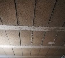 Pose étais et madrier ep 10x10 avec cales en haut et en bas.
Ico vue sur la partie haute du plafond....poutrelles