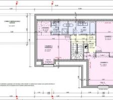 Vue en plan du R+1 sur 6 rangs de briques pour l'encuvement.