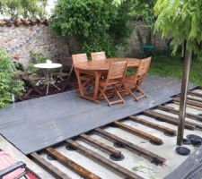 Pose de la terrasse stratifiée récupérée chez un pote