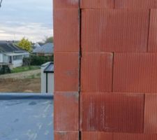 Les briques de l'étage non rebouchés :( admirez le croisement et ses crevasses :(