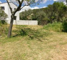 Le cot&eacute; du terrain qui va accueillir la garage