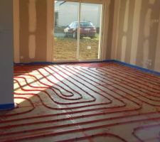 Plancher chauffant mis en place