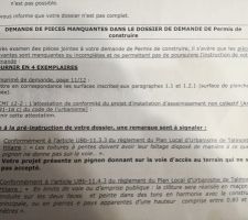 Bad New!!! Permis de construire déjà revenu avec des mauvaises nouvelles.