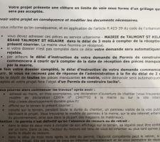 Bad New!!! Permis de construire déjà revenu avec des mauvaises nouvelles.