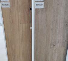 Choix du Carrelage : Carrelage imitation bois en grès cérame rectifié pour tout le rez de chaussé. PORCELANOSA, gamme Starwood, modèle Tanzania Nut, en 150x25 cm.