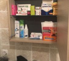 Salle de bain du bas 
placard mirroir sous vasque