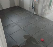 Carrelage du cellier en 45*45 gris graphite