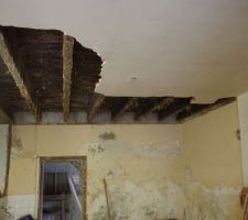 Démolition du sous-plafond en brique du RDC