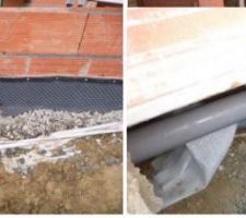 Drain périphérique non terminé, pas raccordé à évacuation, vide sanitaire non visitable