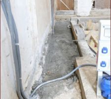 C&acirc;bles du coffrer de chantier coul&eacute;s dans le b&eacute;ton