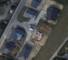Vue aérienne de la construction. décaissement pour fondations