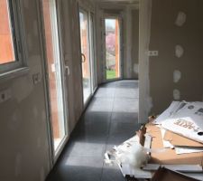 Carrelage s&eacute;jour /cuisine 60x60 anthracite