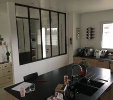 Pose de la verrière entrée - cuisine