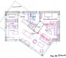 1ers essais de modification des plans : Rez de chaussée