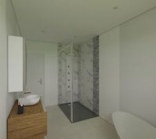Apercu 3D - Salle de bain principale
Receveur 90x150 - faience grand format