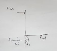 Croquis du wc et du tuyau d'évacuation