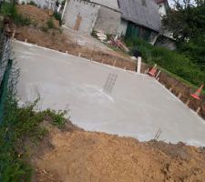 Radier terminé, en séchage