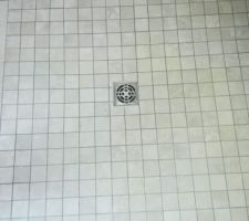 Voici le sol de la douche &agrave; l'italienne pour la salle de bain commune.
Nous avons choisi le m&ecirc;me d&eacute;tail que la fa&iuml;ence du mur mais en 5x5.