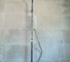Voici la colonne de douche de la salle de bain commune.