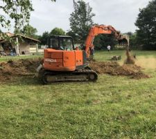 Désouchage du dernier arbre et cassage de la bute