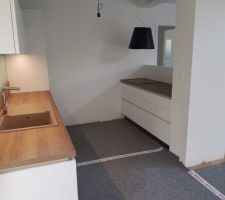 Cuisine posée - vue du salon