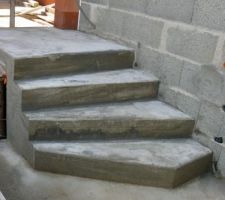 Passerelle entre le garage et la maison qui passe au dessus de l'escalier de la cave