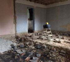 Photos des travaux intérieurs. Maconnerie