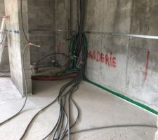 Cablage electrique dans le local technique Buanderie