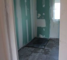 - Visite de pré-réception -

Salle d'eau de la suite parentale (avec receveur de douche en faux-plafond par Casagrande) : manque le robinet