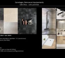 Choix faïences et équipements 
Salle d'eau suite parentale