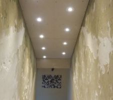 Pose du faux plafond avec passage électricité