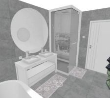 HomeBy Me  la salle de bain de l étage miroir rond ou rectangulaire sur toute la longueur?