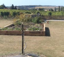 L'encadrement du potager refait avec des poutres de chêne