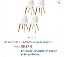 Chaise SACHA commandees chez CDiscount, j'adore a voir si elles sont solides.