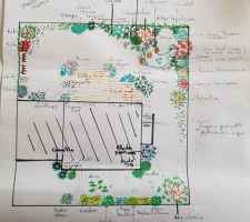 Projet de jardin dessiné par la paysagiste (jardinerie Taffin)