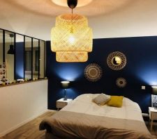 Inspiration chambre parentale: bleu nuit et jaune/doré