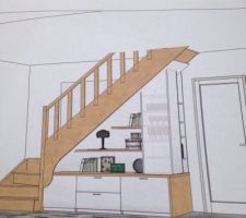 Proposition futur aménagement sous escalier