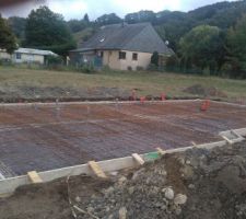 Ferraillage de la dalle avant coulage en début de semaine