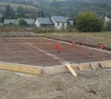 Ferraillage de la dalle avant coulage en début de semaine