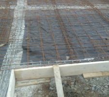 Ferraillage de la dalle avant coulage en début de semaine