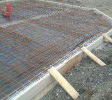 Ferraillage de la dalle avant coulage en début de semaine