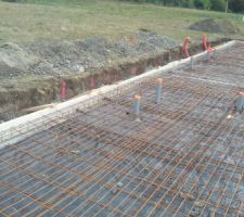 Ferraillage de la dalle avant coulage en début de semaine