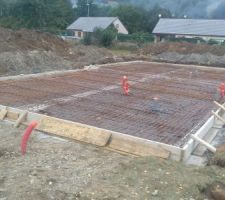 Ferraillage de la dalle avant coulage en début de semaine