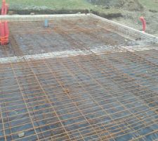Ferraillage de la dalle avant coulage en début de semaine