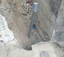 Connexion à la SAUR avec remontée pour connexion future de l'abri piscine.